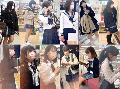 【50%OFF】12名分/青チェ逆さ撮り?ノーパンローアングル/オマンコ丸見えセット2023年分【パンチラ盗●風】